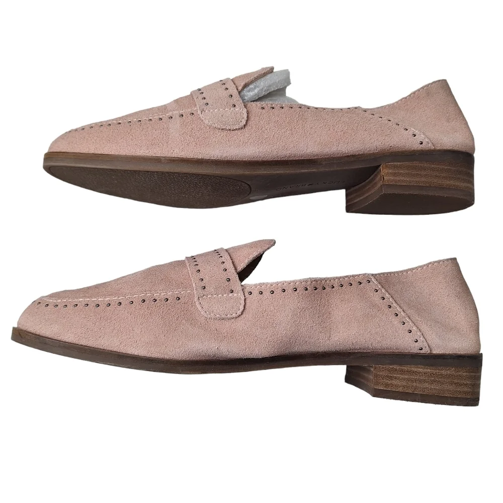 Lucky Brand Sz 10W Crestan Pink Soft Studded Slip-On Suede Loafer Flats Shoes‎